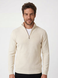SUETER TRICÔ QUARTER ZIPER TEXTURE OFF WHITE ZIGMA