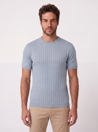 CAMISETA VERONA TRICO CANELADO AZUL CLARO ZIGMA