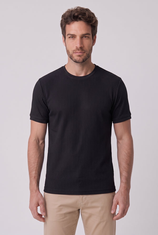 CAMISETA RAVELLO CANELADA PRETA ZIGMA