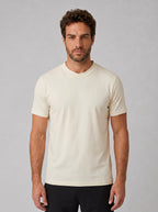 CAMISETA SUEDINE GOLA CRUZADA CREME ZIGMA