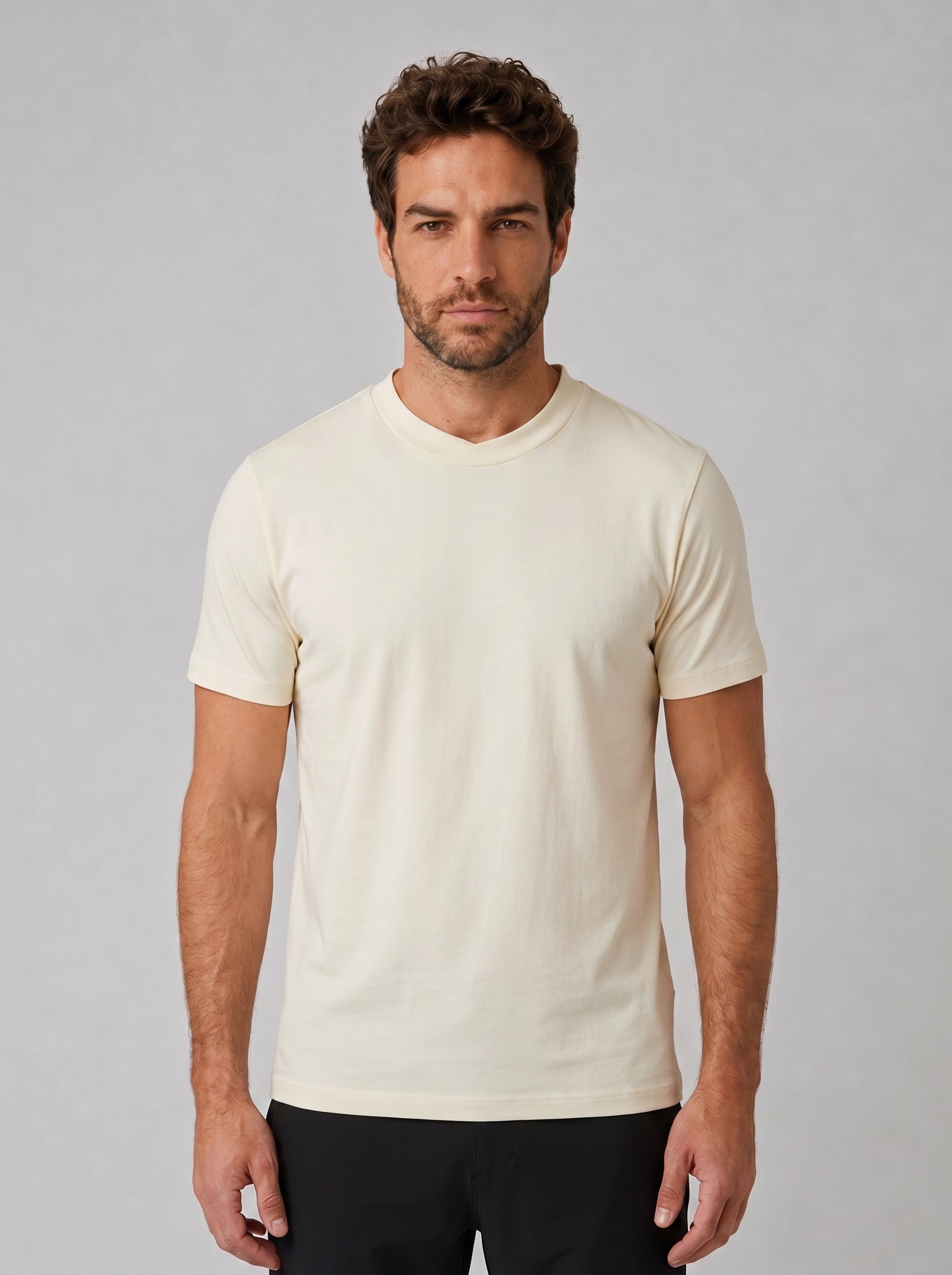 CAMISETA SUEDINE GOLA CRUZADA CREME ZIGMA