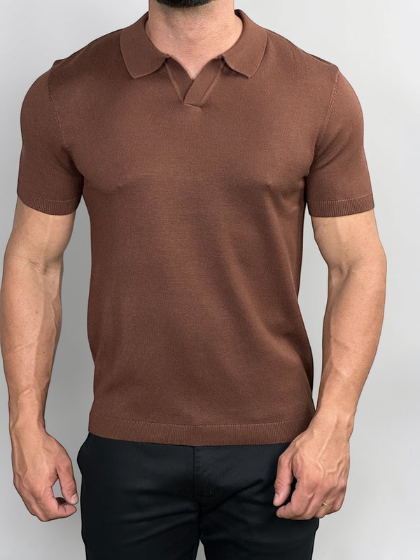 POLO V TRICOT VELLUTO CHOCOLATE ZIGMA