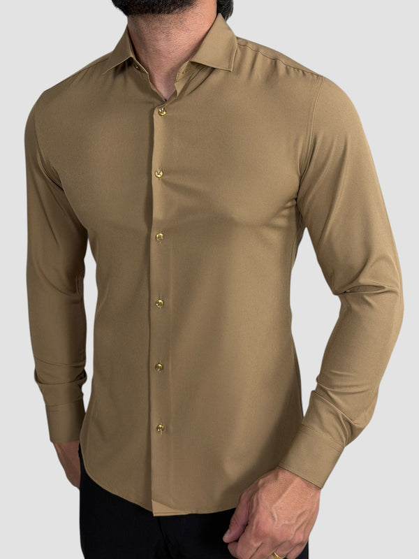 CAMISA M/L TECH SLIM FIT MARROM ZIGMA