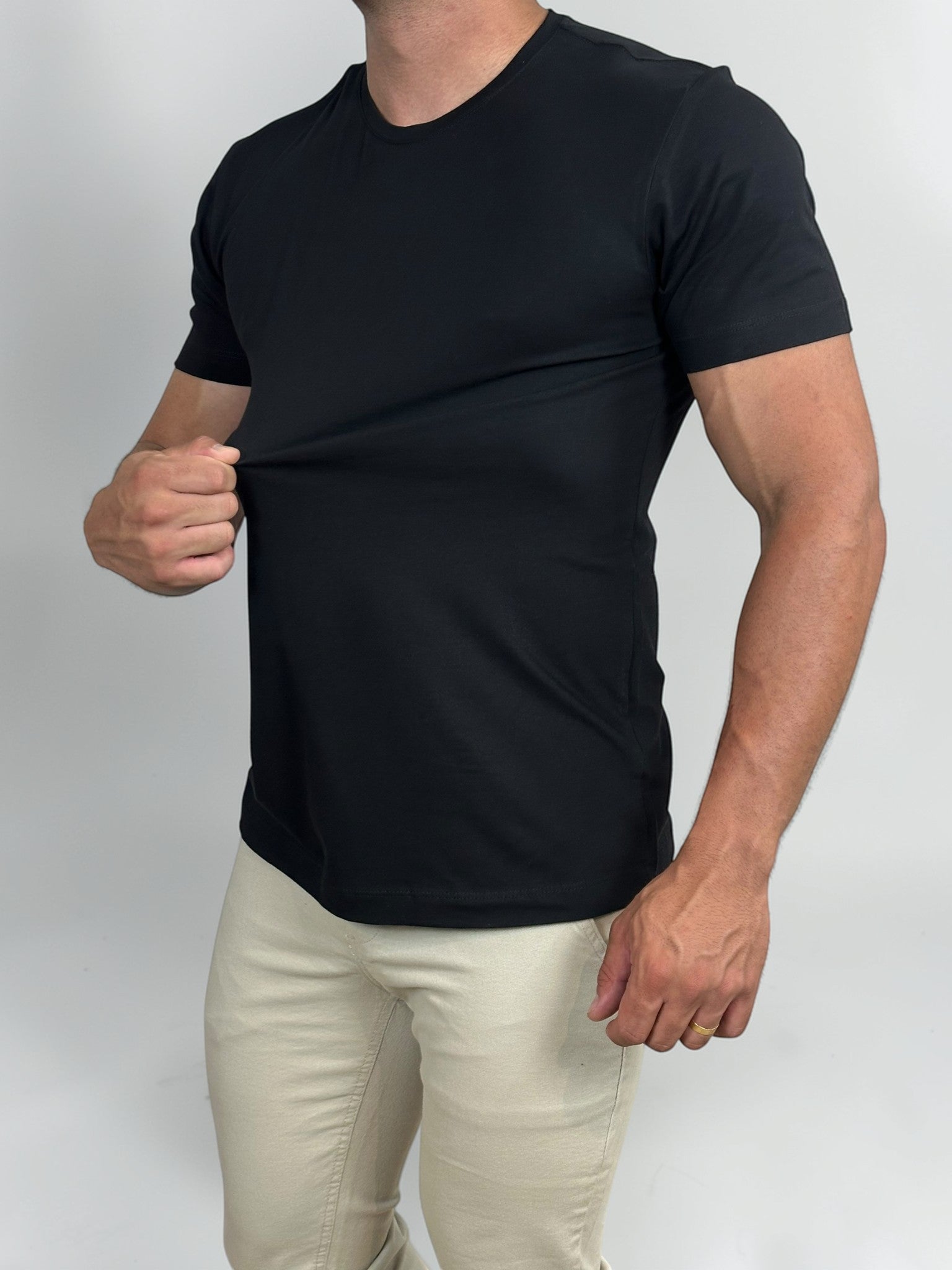 CAMISETA SMART ALGODAO EGIPCIO PRETO ZIGMA