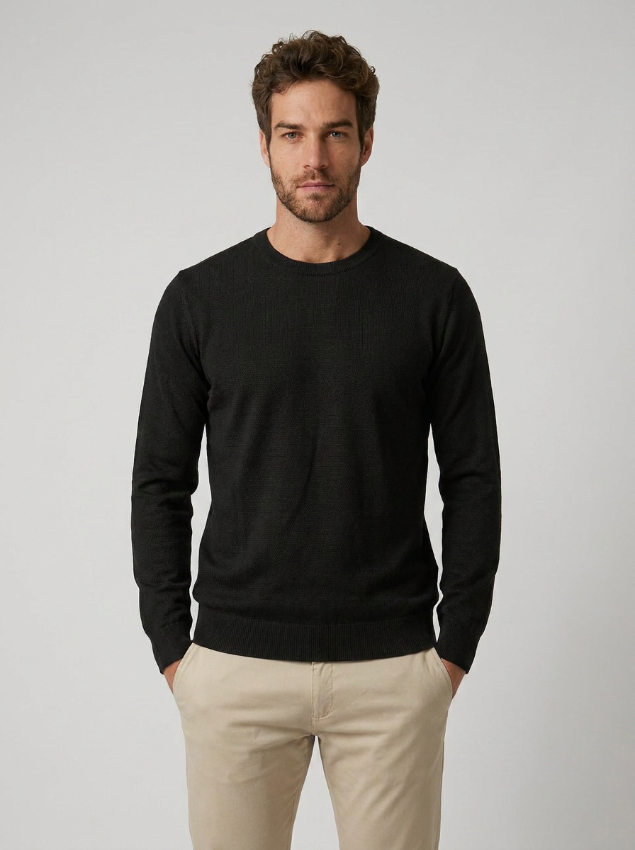 SUÉTER ESSENTIAL GOLA REDONDA PRETO ZIGMA