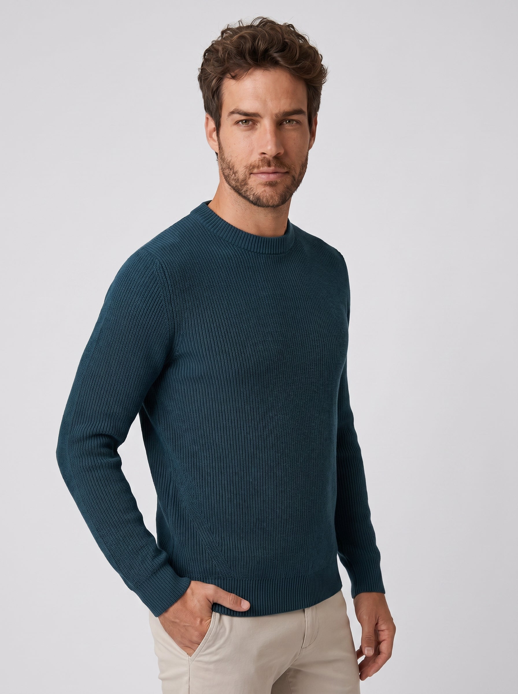 SUETER TRICOT CANELADO VERDE ZIGMA