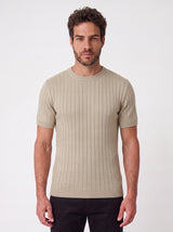 CAMISETA VERONA TRICO CANELADO AREIA ZIGMA