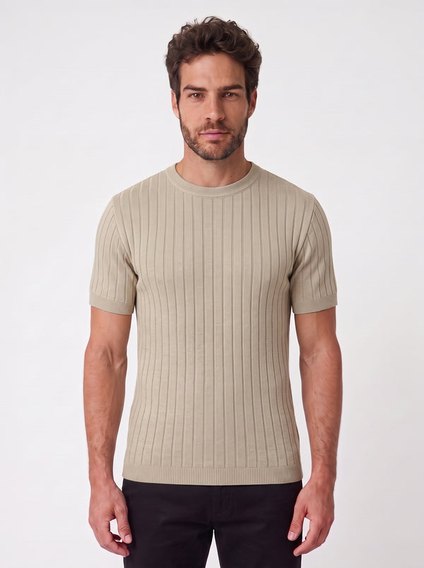 CAMISETA VERONA TRICO CANELADO AREIA ZIGMA