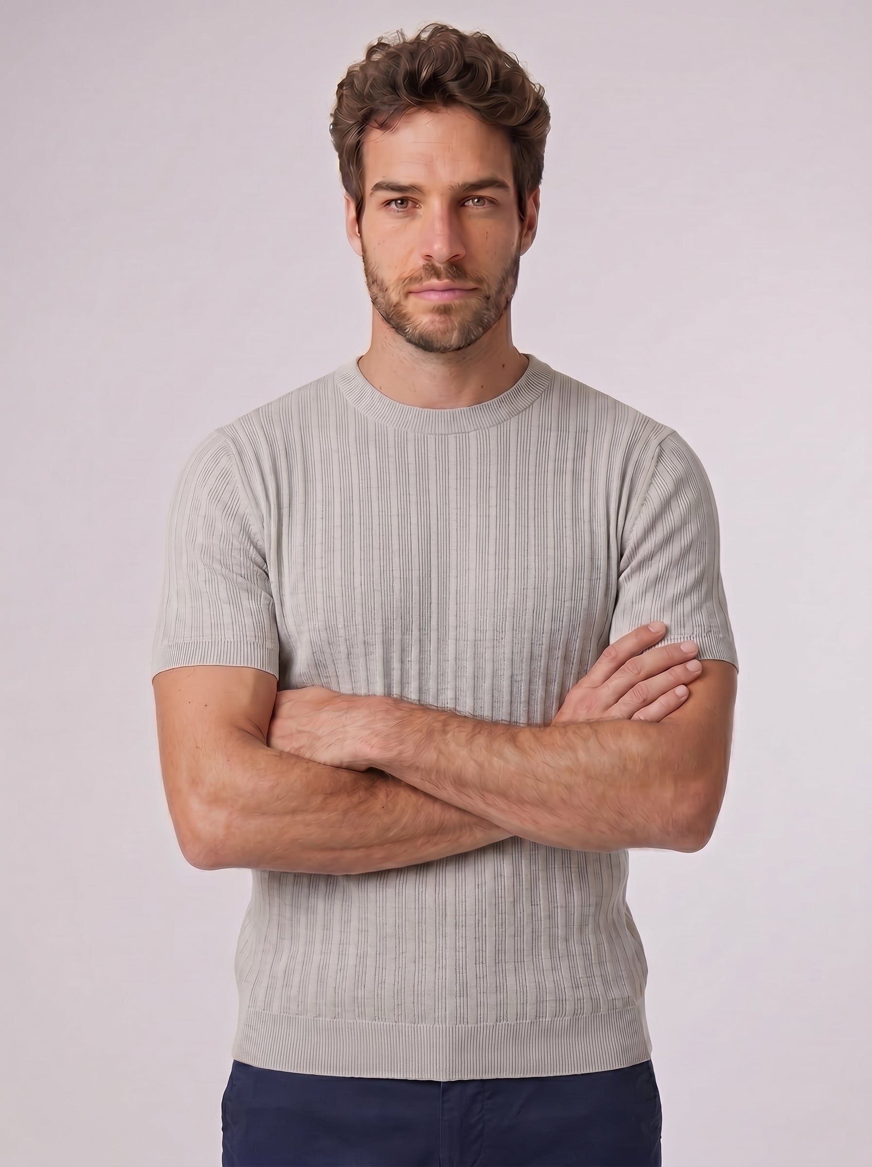CAMISETA SLIM TRICOT PORTOFINO CINZA ZIGMA