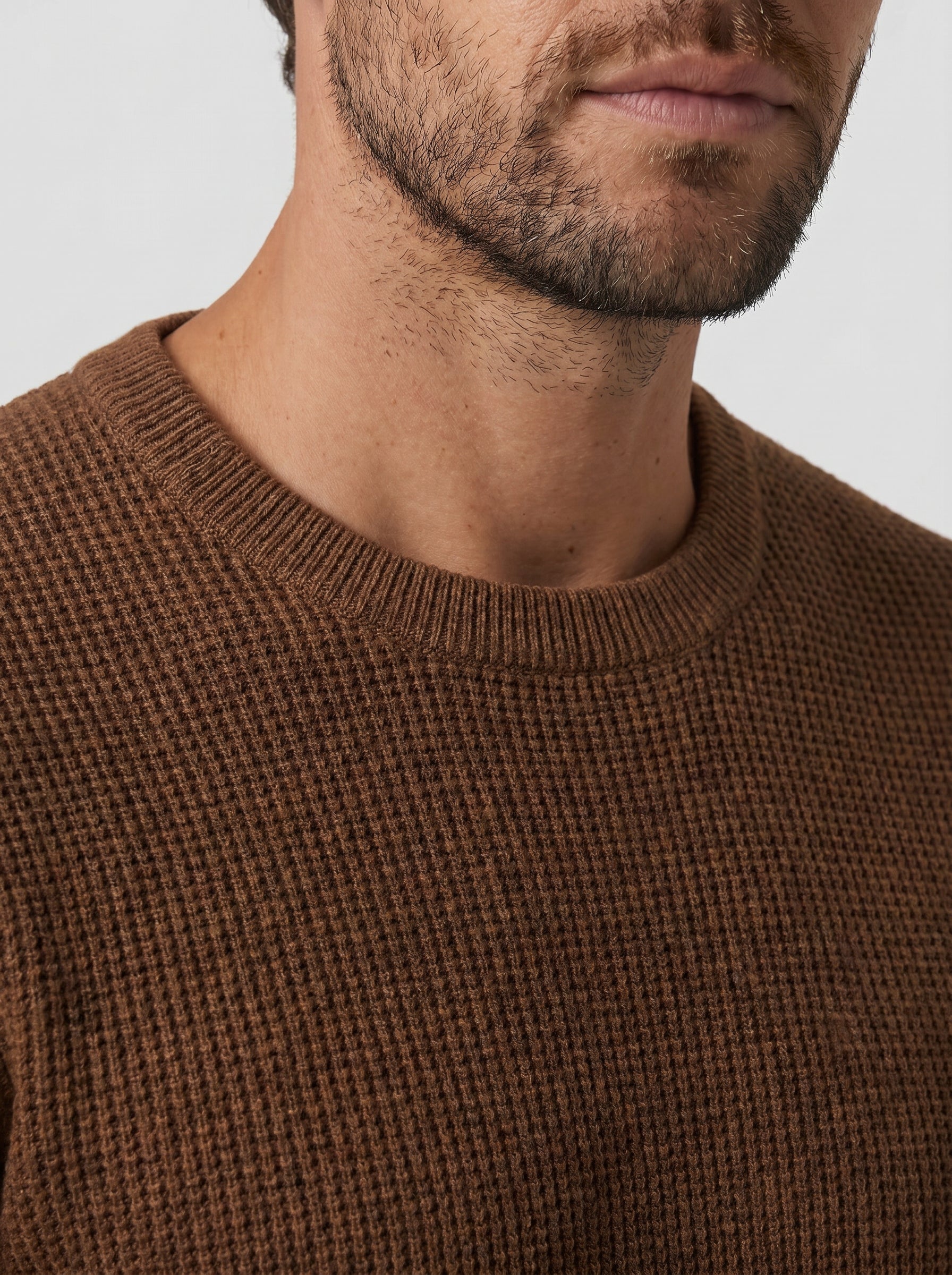 SUETER TRICOT WAFFLE MARROM ZIGMA