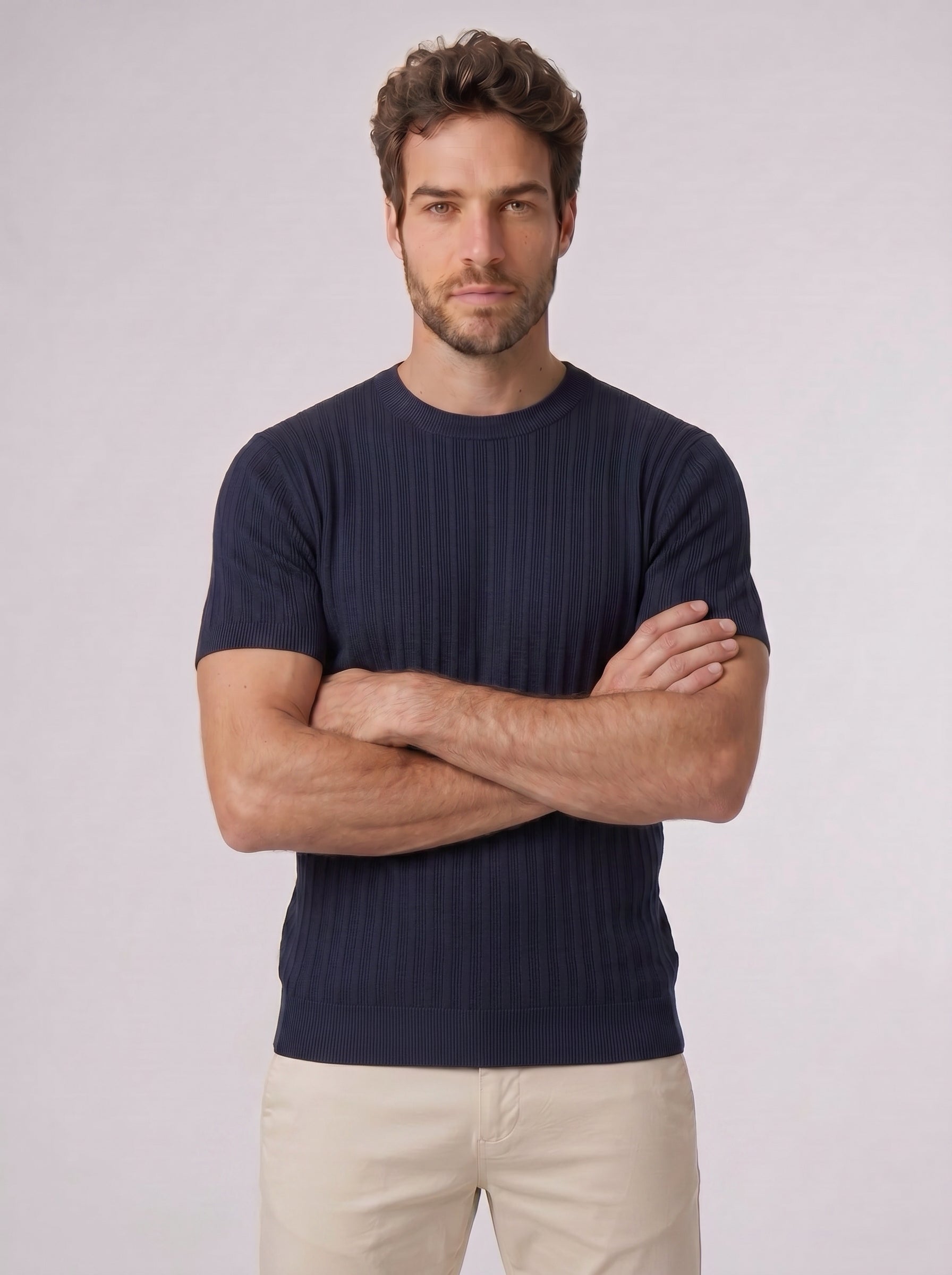 CAMISETA SLIM TRICOT PORTOFINO AZUL MARINHO ZIGMA