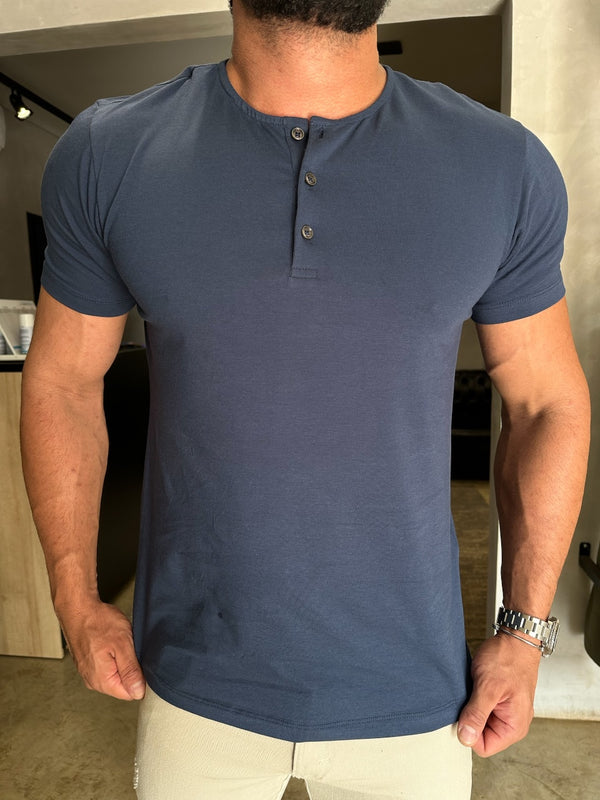 CAMISETA HENLEY EGYPT AZUL URBO