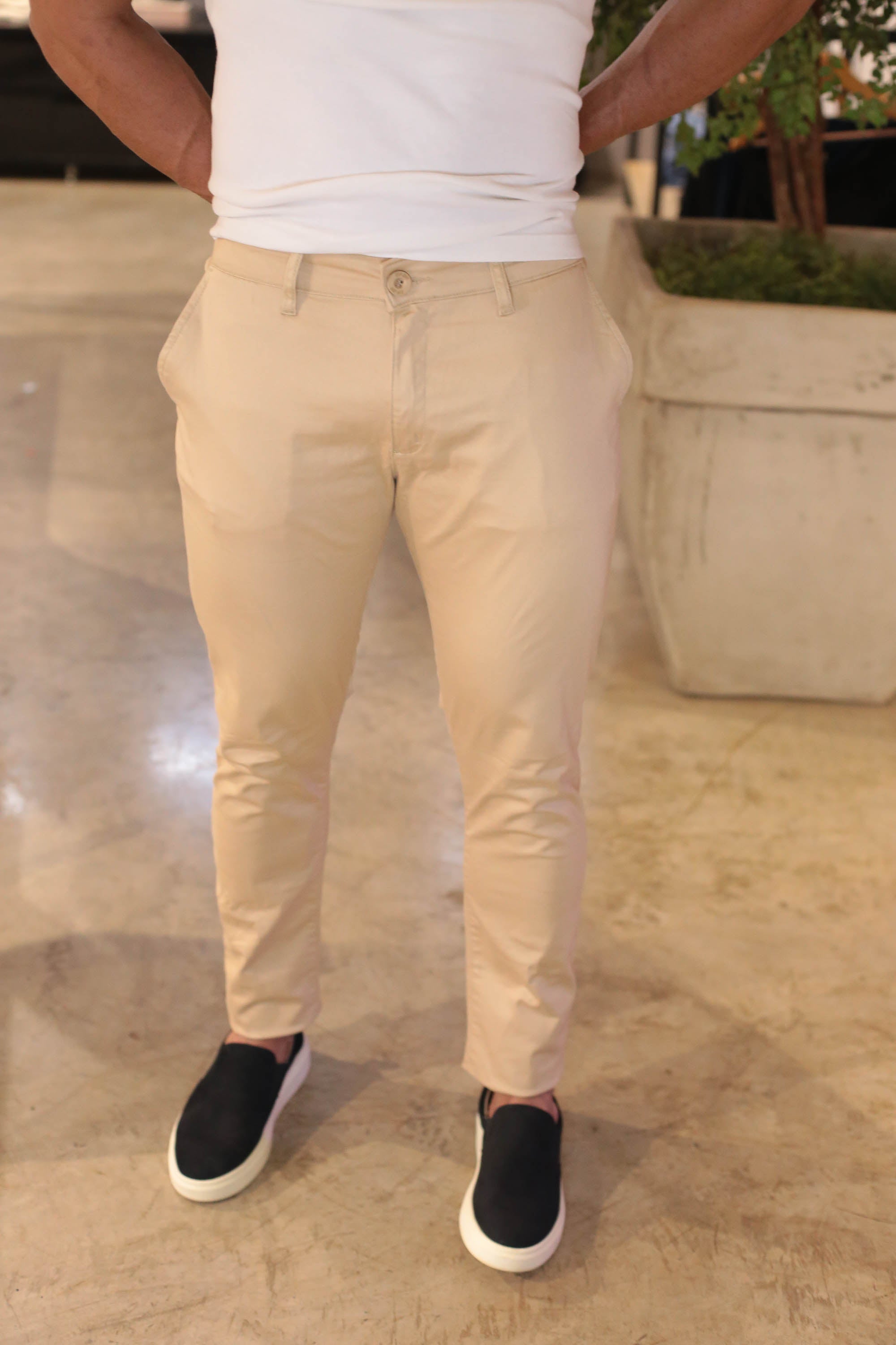 CALÇA ALF SKINNY BEGE  ZIPOFF