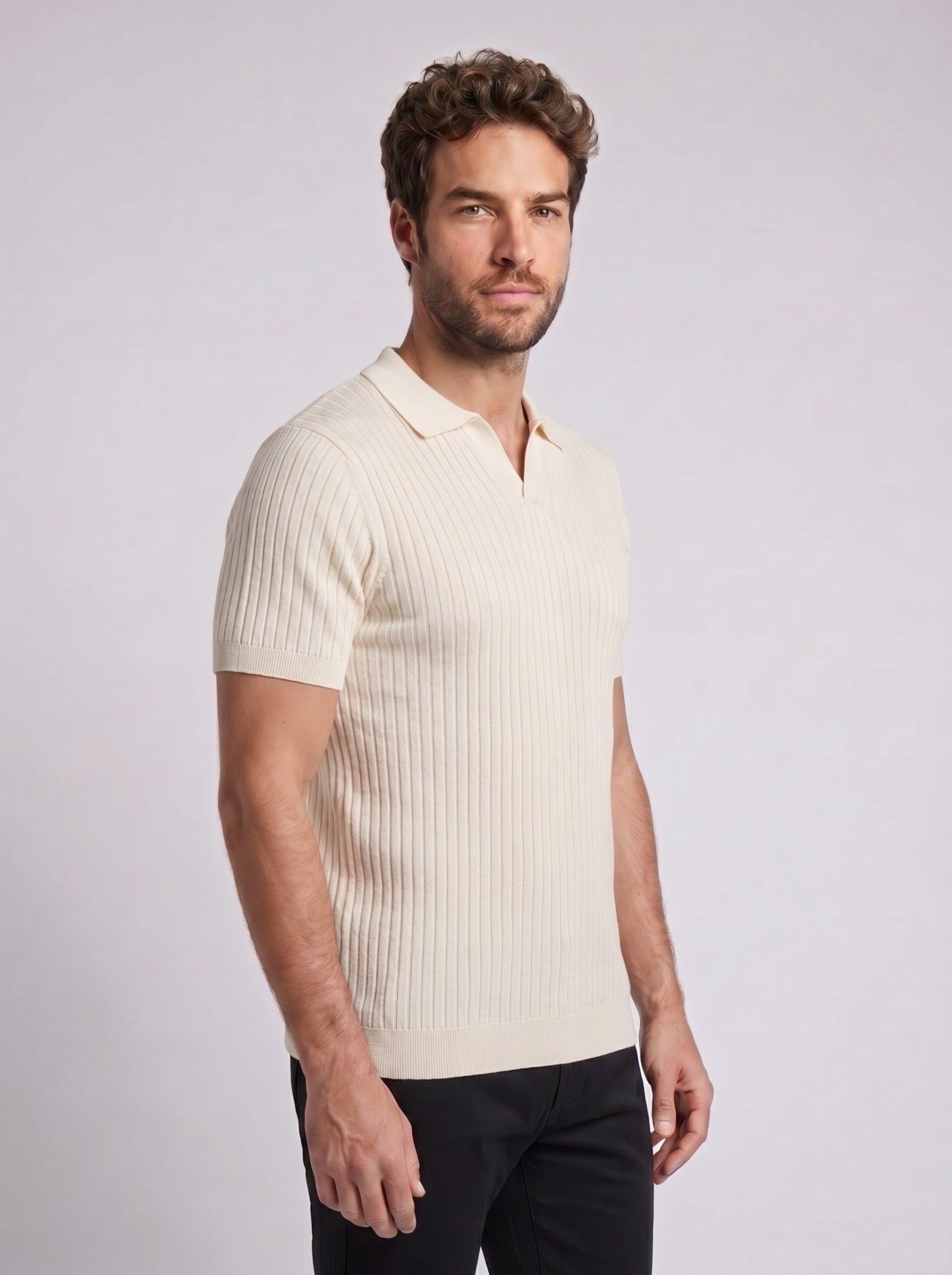 POLO V TRICOT MONACO CREME ZIGMA