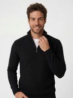 SUETER TRICÔ QUARTER ZIPER TEXTURE PRETO ZIGMA