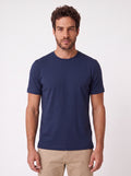 CAMISETA GIZA DUPLO ALGODAO EGIPCIO AZUL ESCURO ZIGMA