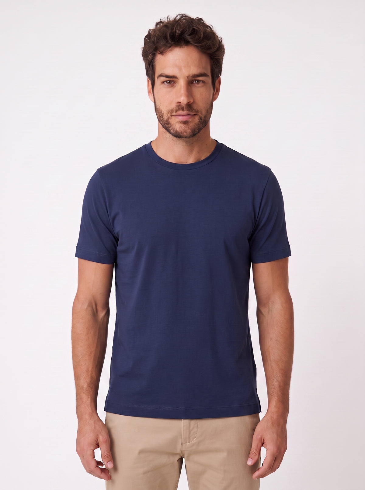 CAMISETA GIZA DUPLO ALGODAO EGIPCIO AZUL ESCURO ZIGMA