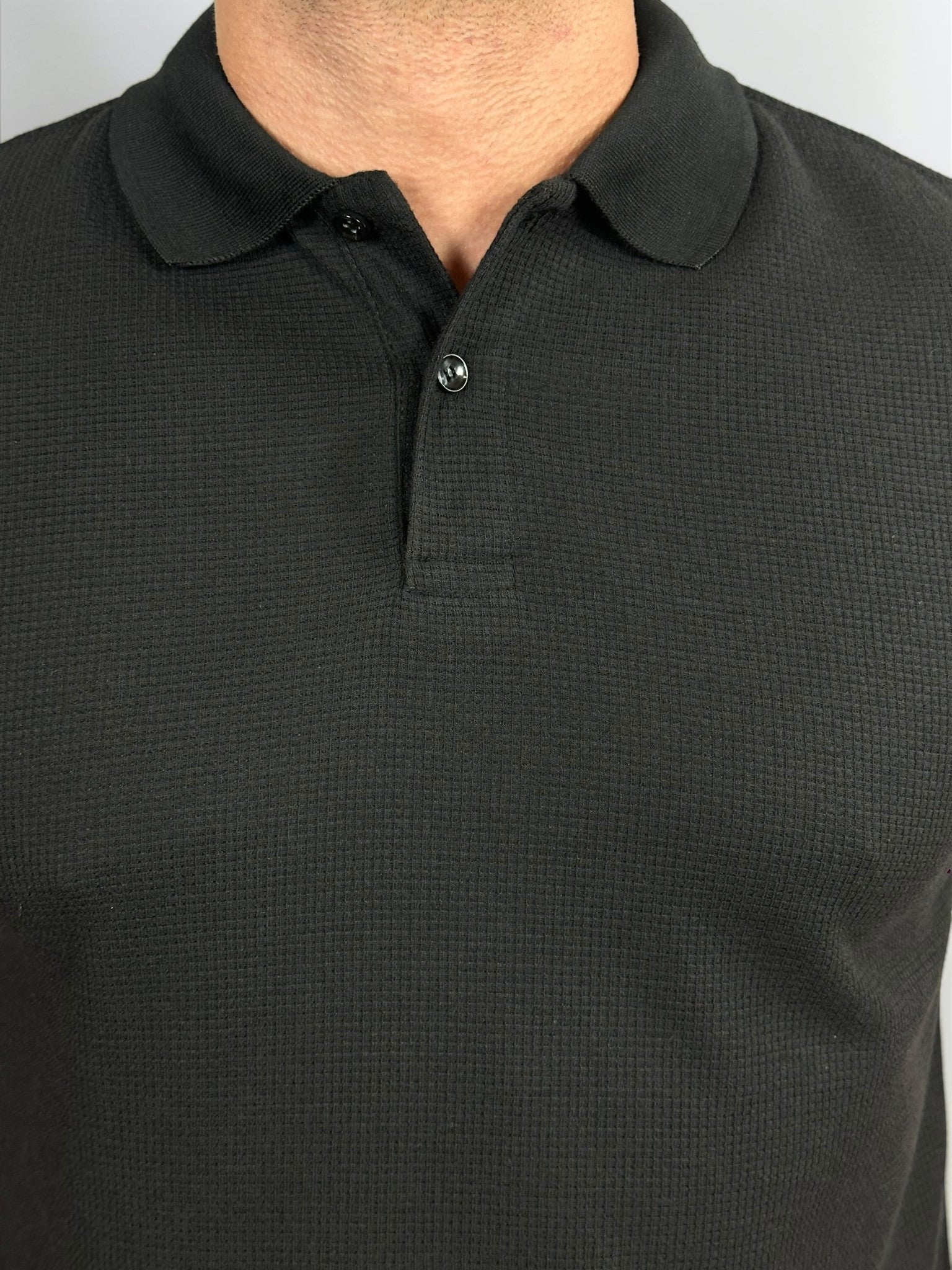 POLO BOTAO WAFFLE PRETA ZIGMA