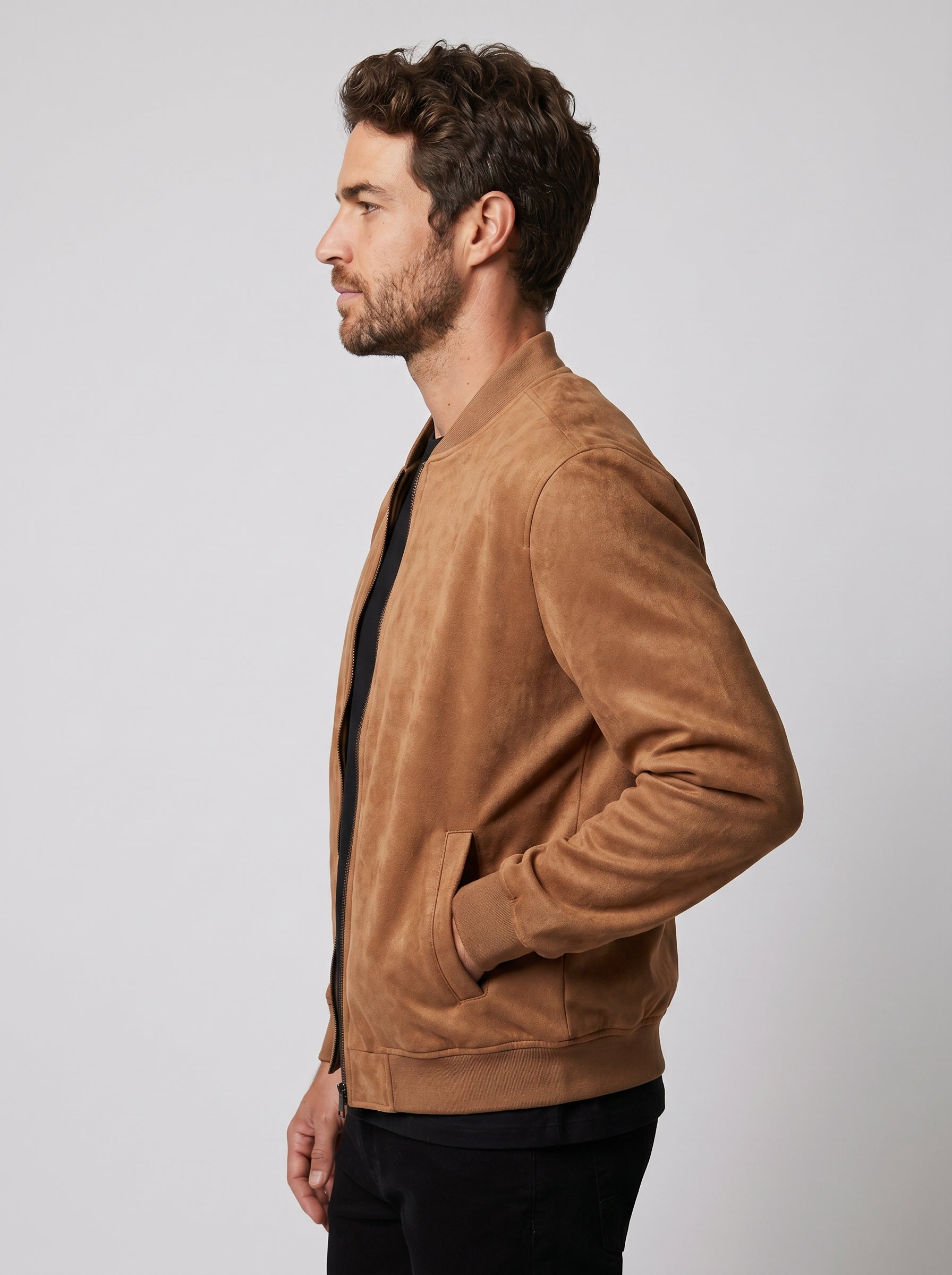 JAQUETA BOMBER SUEDE CARAMELO ZIGMA