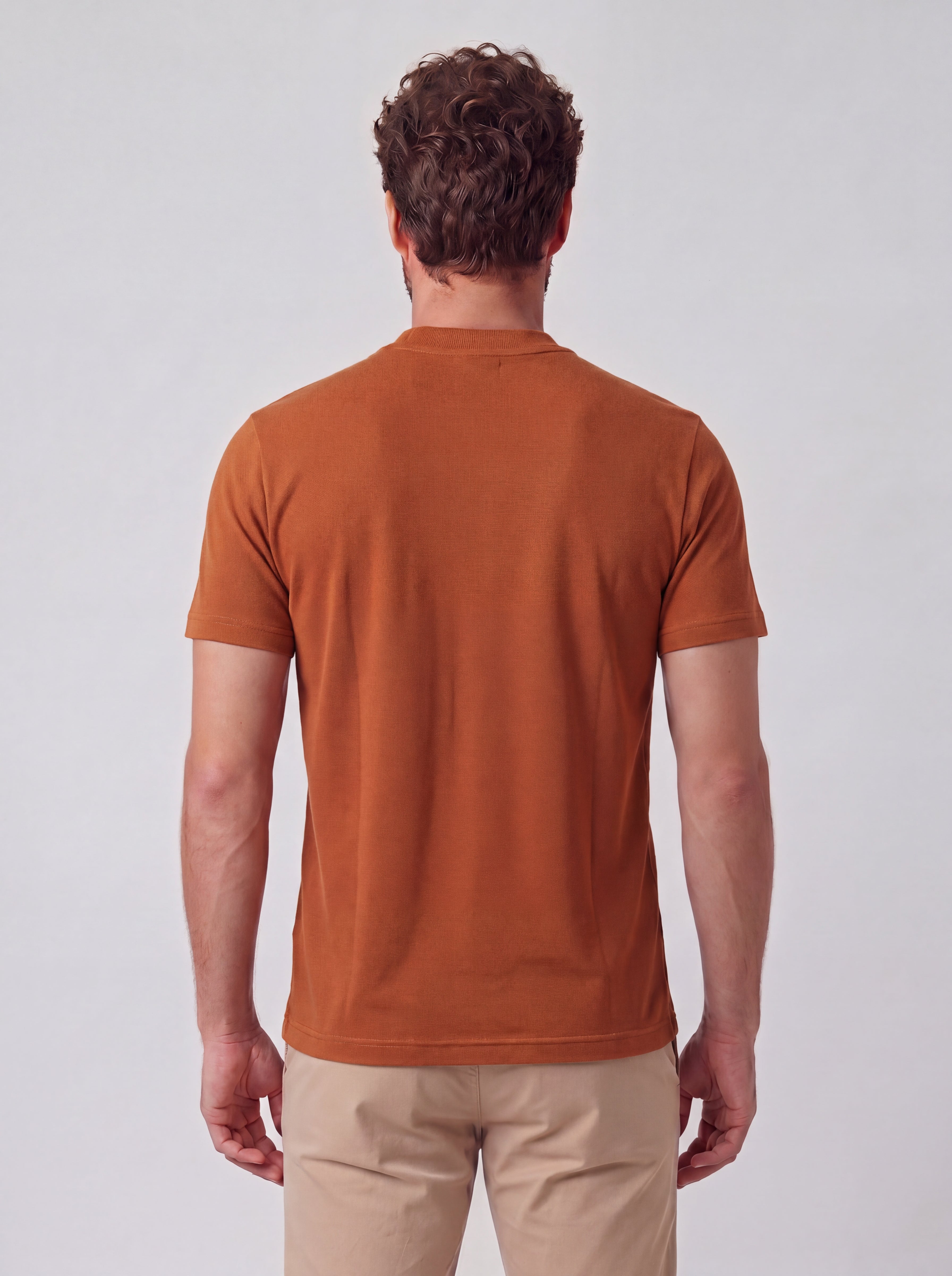 CAMISETA PIQUET SIGNATURE GOLA MEDIA TERRACOTA ZIGMA