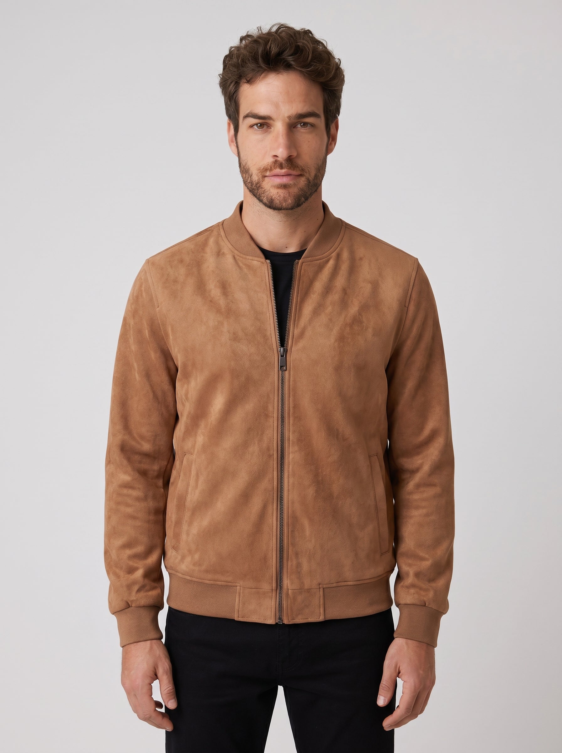 JAQUETA BOMBER SUEDE CARAMELO ZIGMA