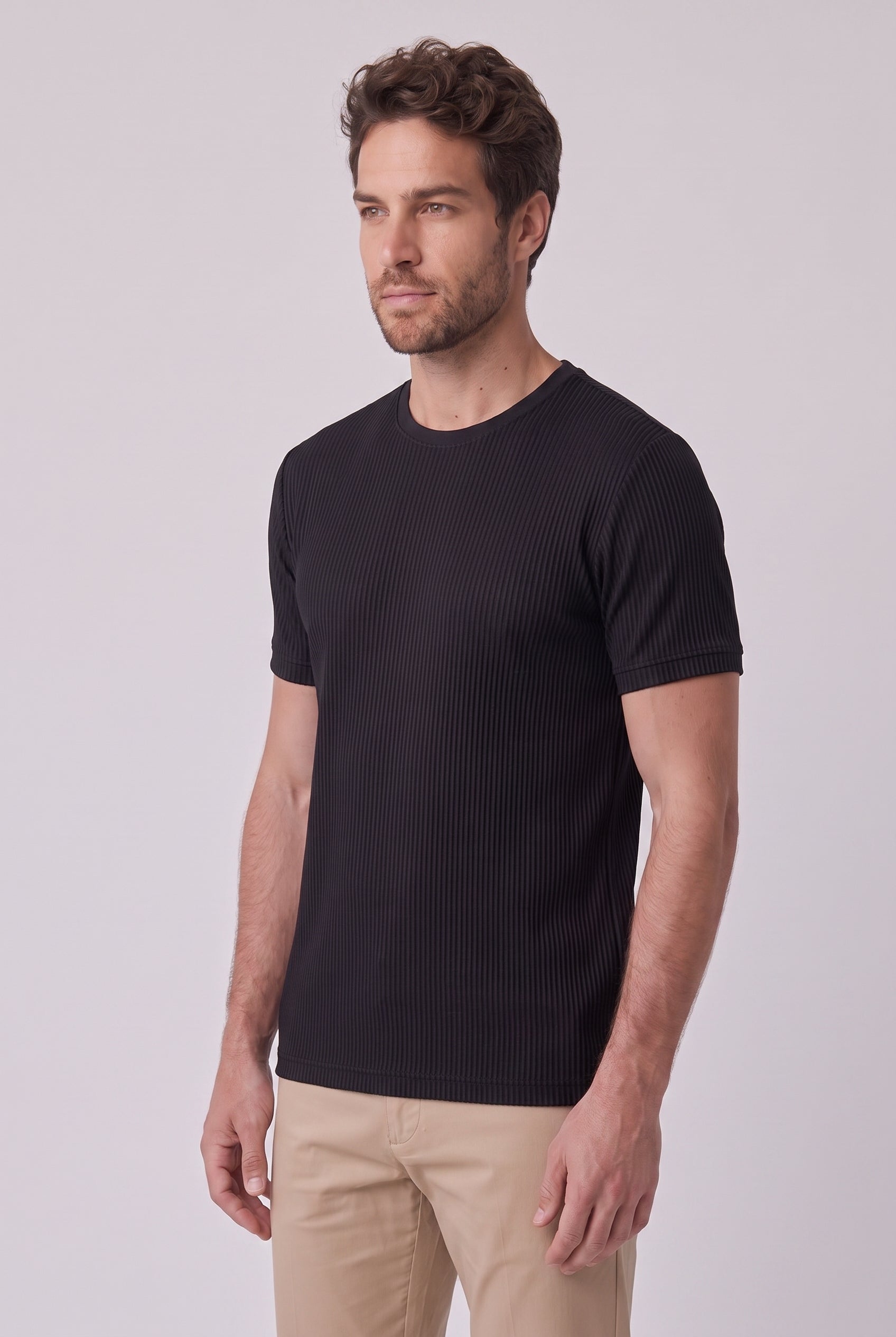 CAMISETA RAVELLO CANELADA PRETA ZIGMA