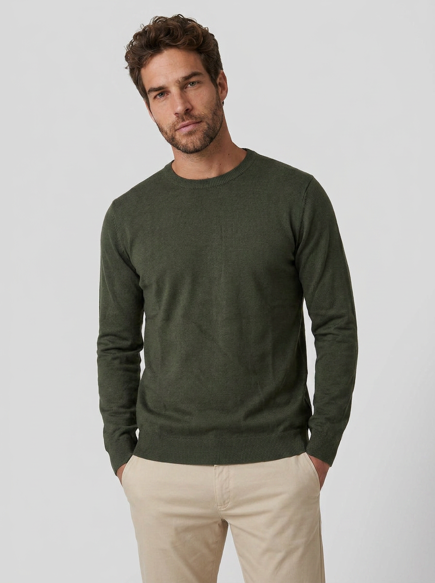 SUÉTER ESSENTIAL GOLA REDONDA VERDE MILITAR ZIGMA