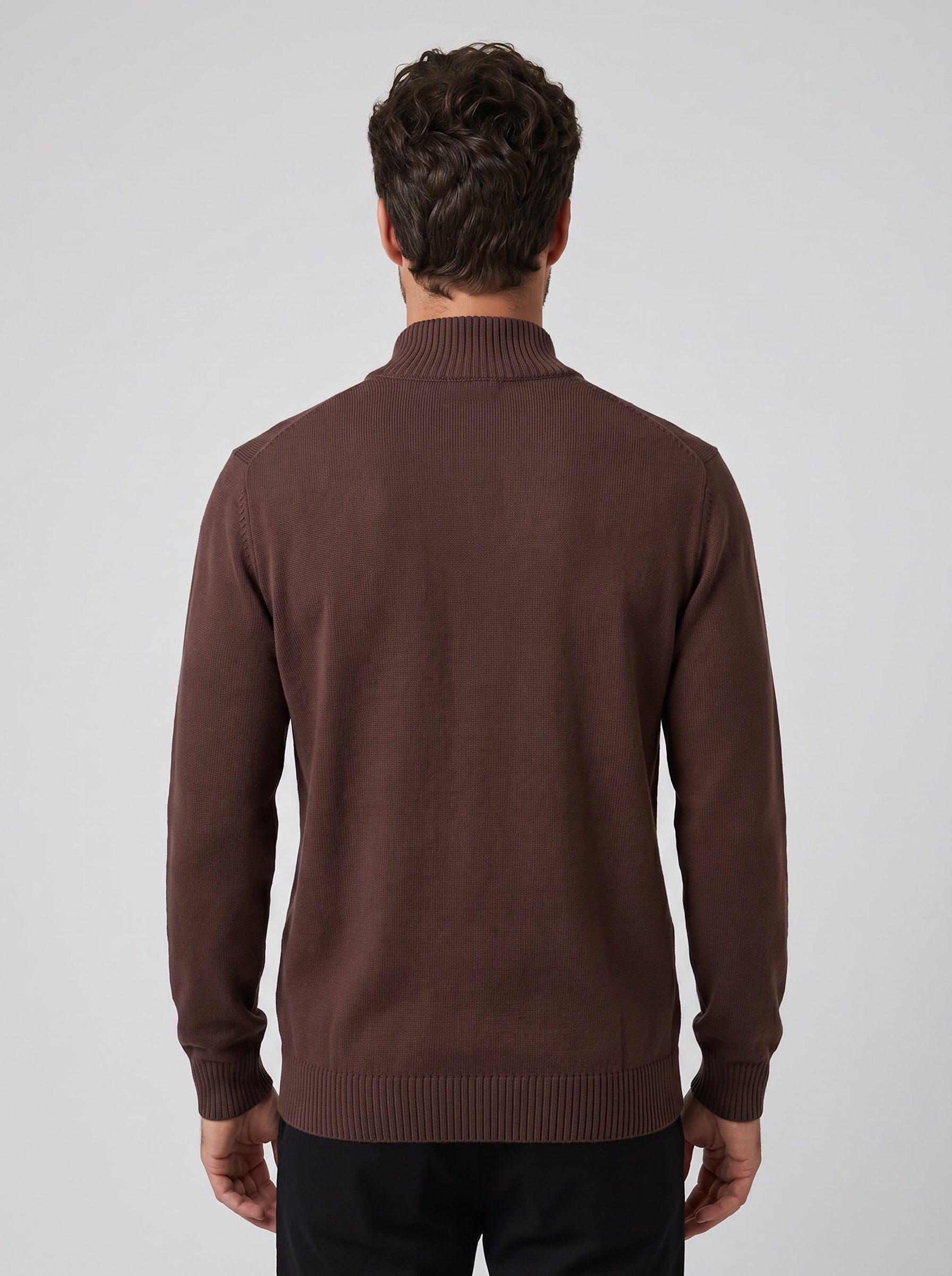 SUETER TRICOT QUARTER ZIP MARROM ZIGMA