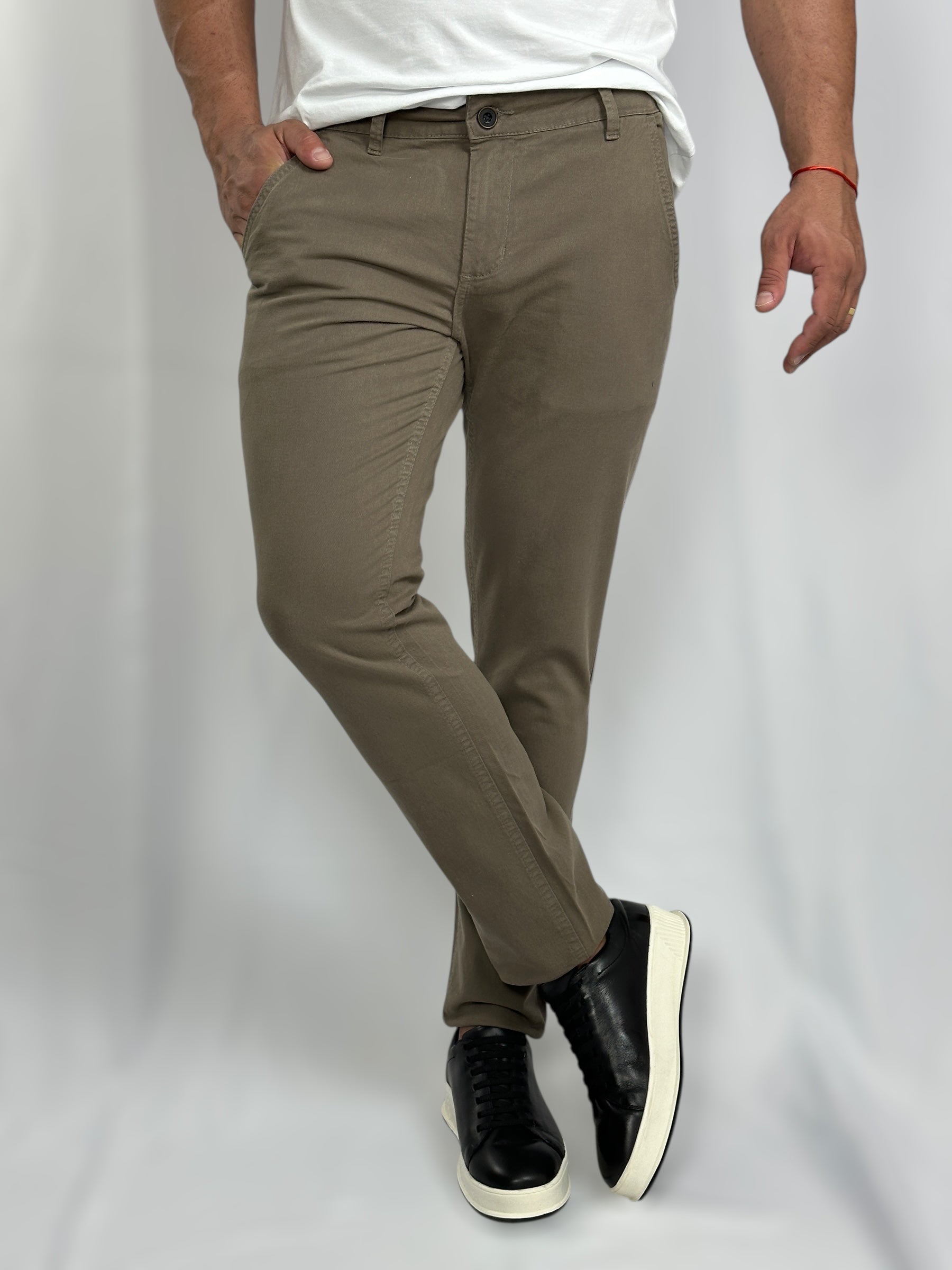CALÇA SLIM CHINO NEW STRECH MILITAR SOFT LEE