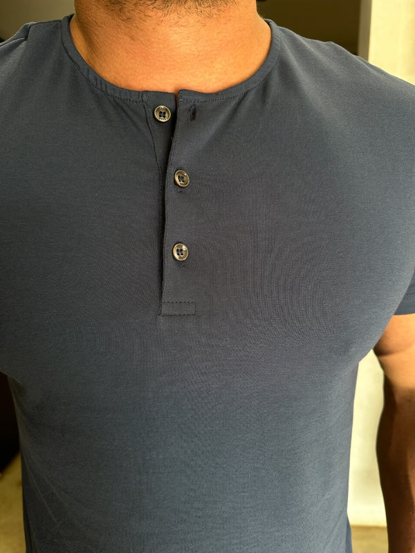 CAMISETA HENLEY EGYPT AZUL URBO