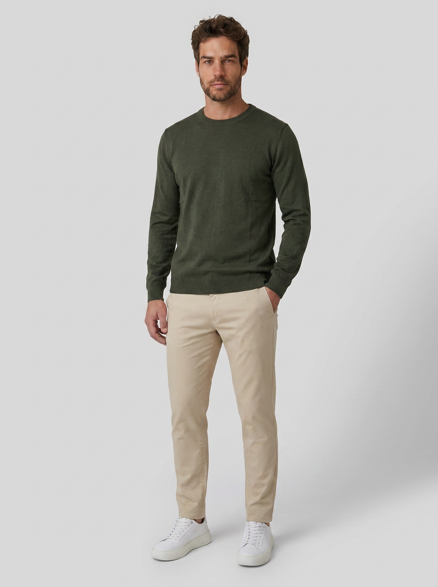 SUÉTER ESSENTIAL GOLA REDONDA VERDE MILITAR ZIGMA