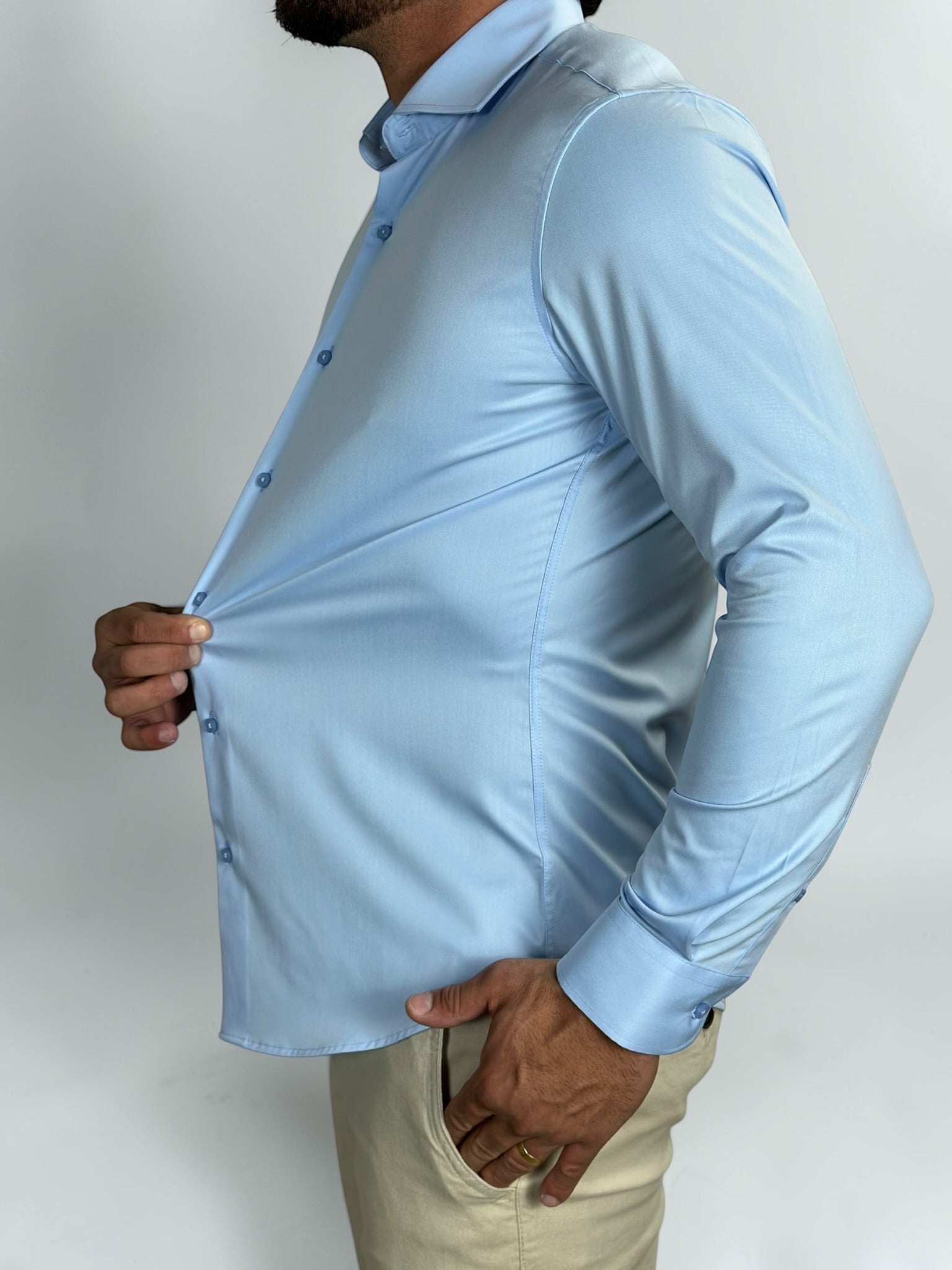 CAMISA M/L TECHMODAL REGULAR AZUL CEU ZIGMA