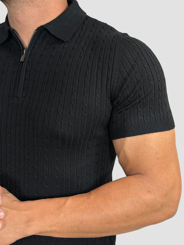 POLO TRICOT INTRECCIO PRETA ZIGMA