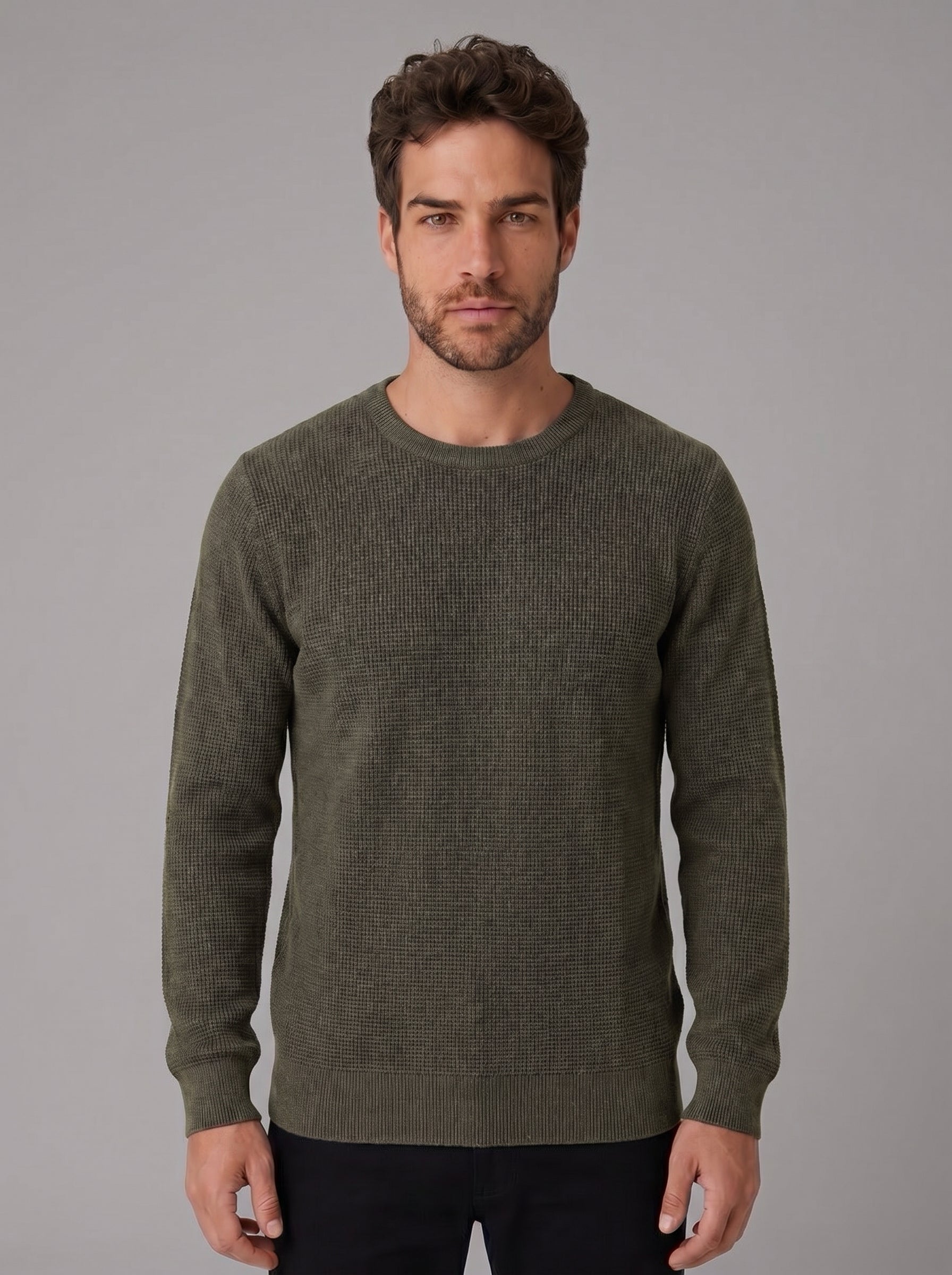 SUETER TRICOT WAFFLE VERDE MILITAR ZIGMA