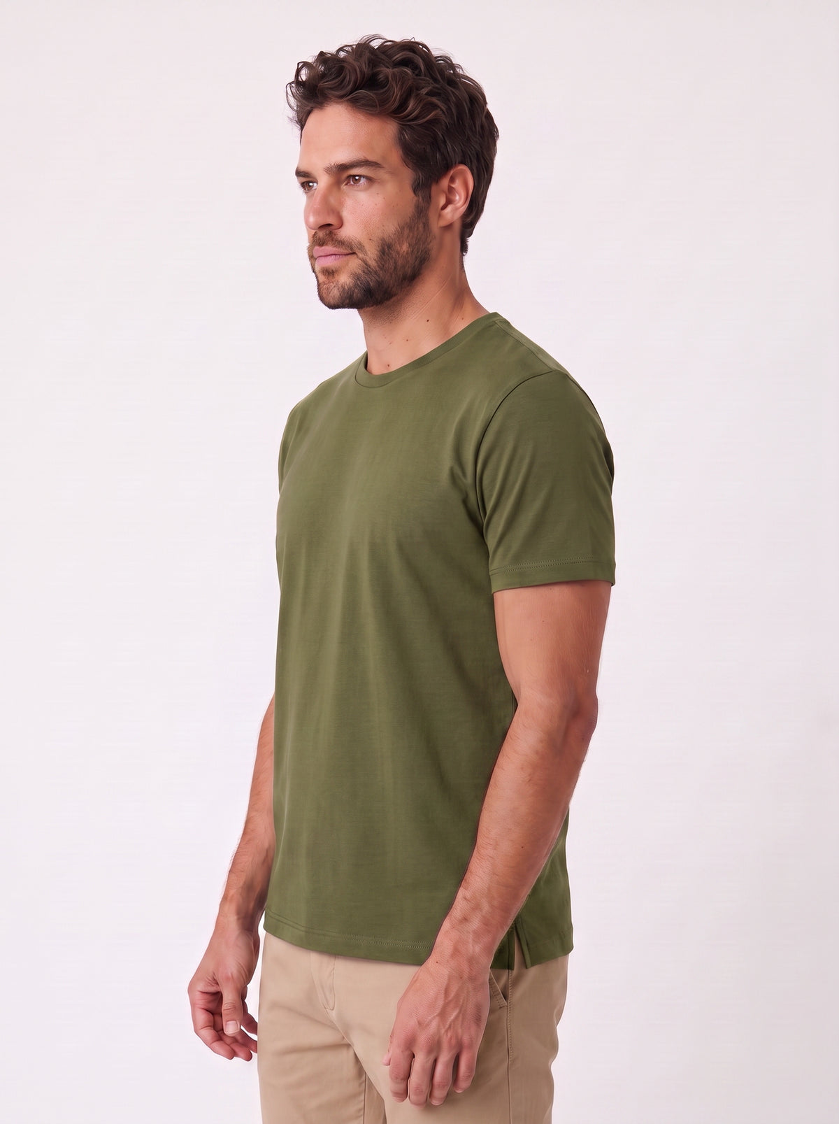 CAMISETA GIZA DUPLO ALGODAO EGIPCIO VERDE MILITAR ZIGMA