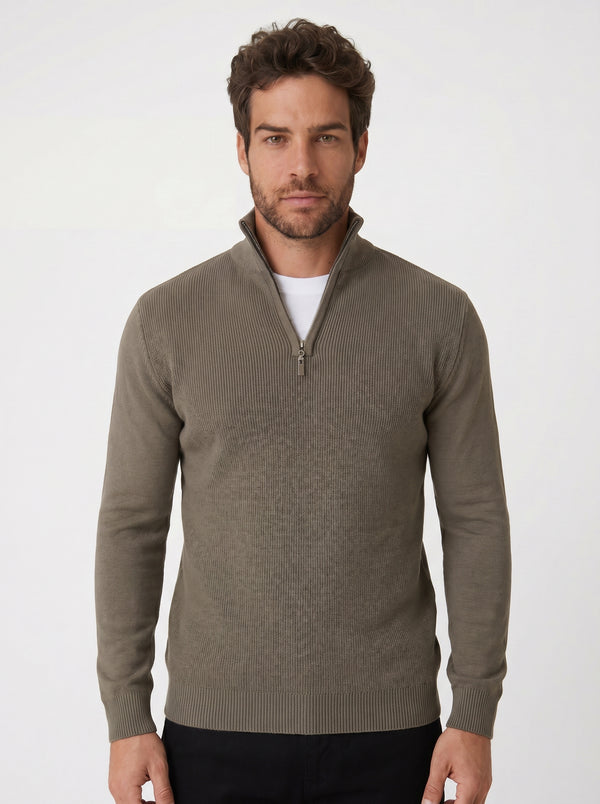 SUETER TRICÔ QUARTER ZIPER TEXTURE VERDE ZIGMA