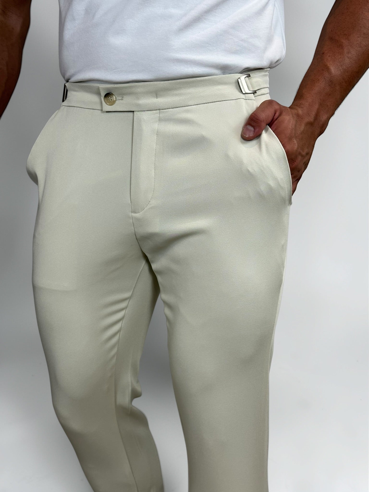 CALÇA ALF VIENA AJUSTE LATERAL AREIA ZIGMA
