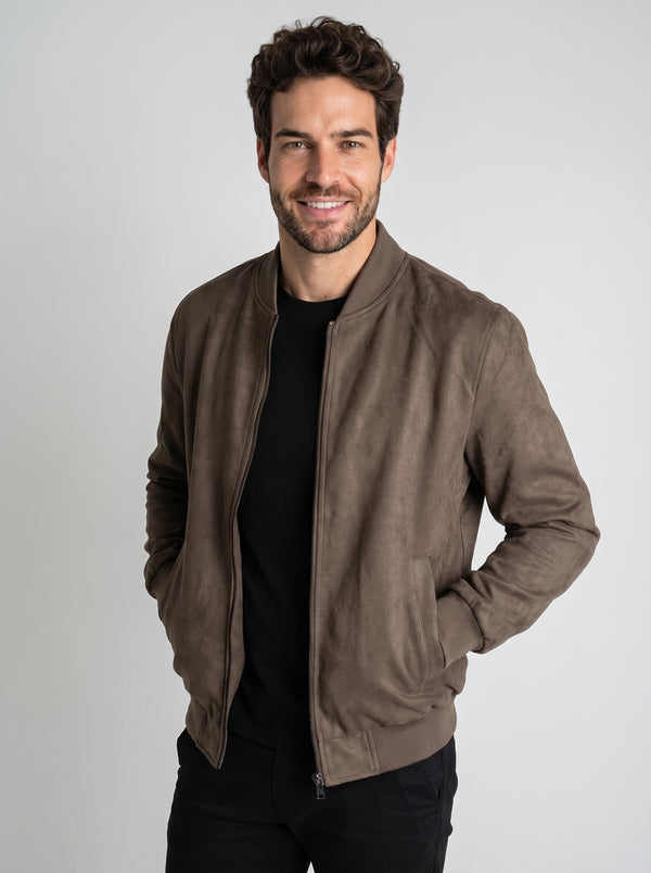 JAQUETA BOMBER SUEDE MARROM ZIGMA