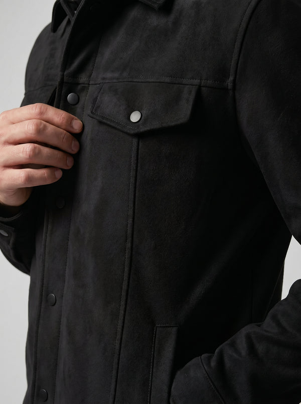JAQUETA OVERSHIRT SUEDE SHERPA ASPEN PRETA ZIGMA
