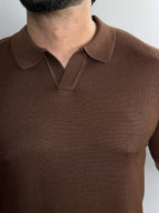 POLO V TRICOT VELLUTO CHOCOLATE ZIGMA