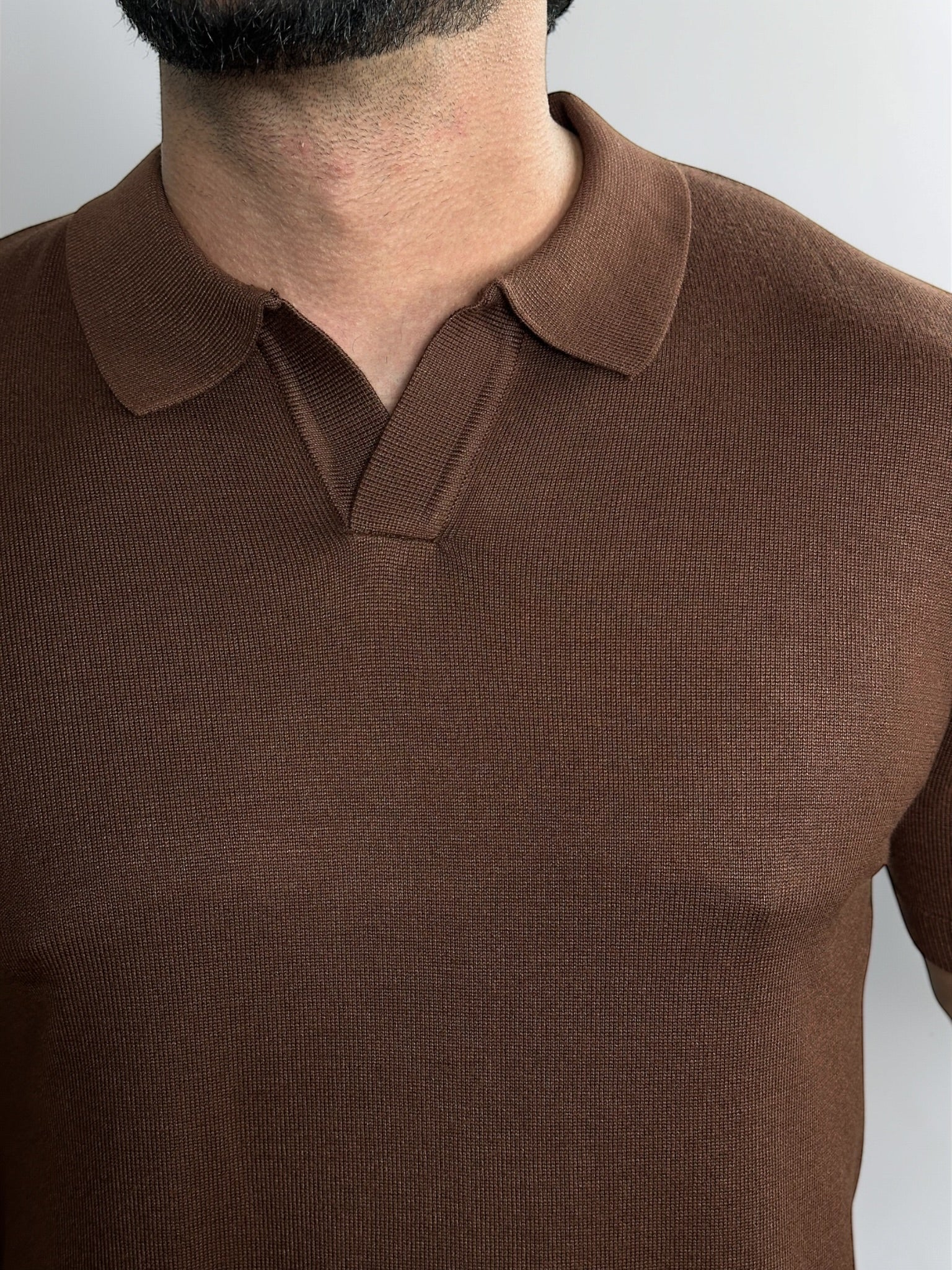 POLO V TRICOT VELLUTO CHOCOLATE ZIGMA