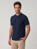 POLO TRICÔ TEXTURIZADA AZUL MARINHO ZIGMA