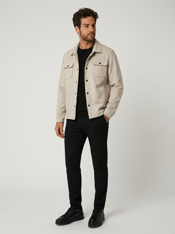 JAQUETA OVERSHIT MILANO BEGE MESCLO ZIGMA