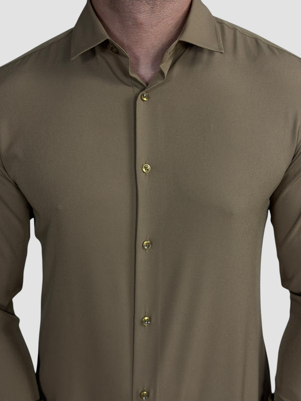 CAMISA M/L TECH SLIM FIT MARROM ZIGMA