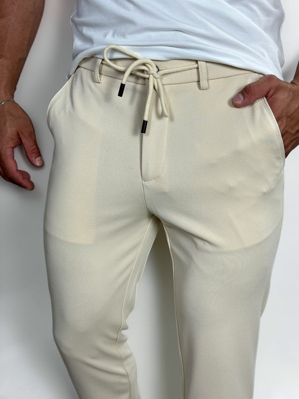 CALÇA ALF FIRENZE STRECH C/CADARÇO CREME ZIGMA