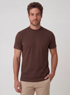 CAMISETA PIQUET SIGNATURE GOLA MEDIA MARROM ZIGMA