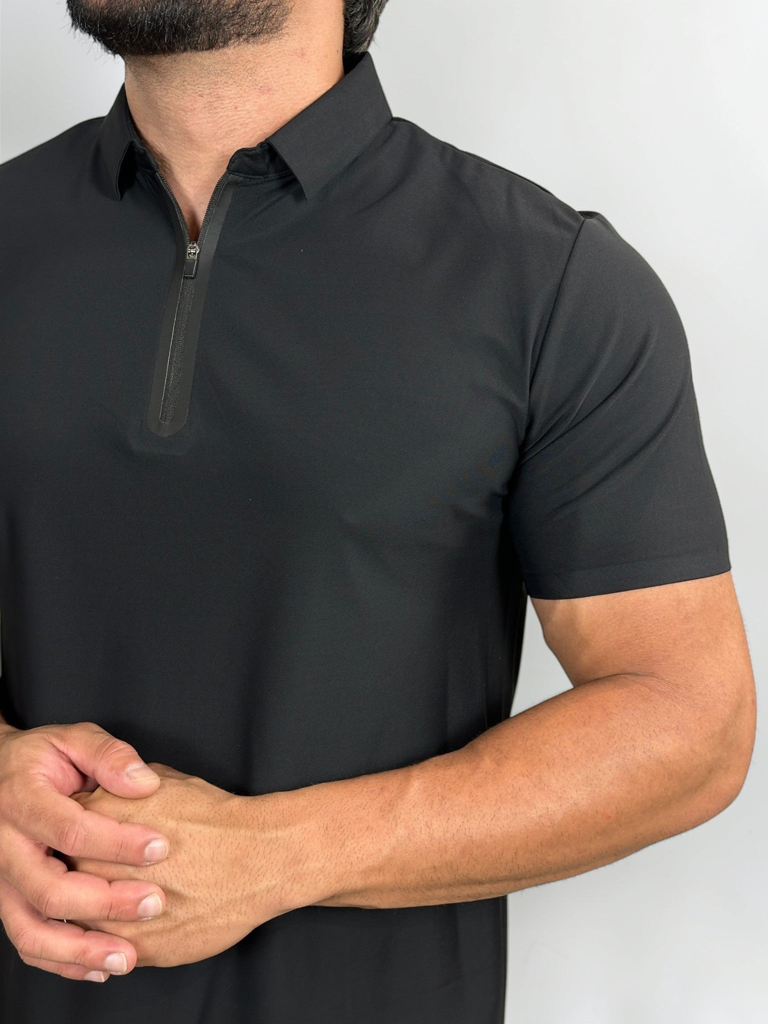 POLO ZIPER TECH ELASTANO/POLIAMIDA PRETO ZIGMA