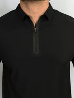 POLO ZIPER TECH ELASTANO/POLIAMIDA PRETO ZIGMA
