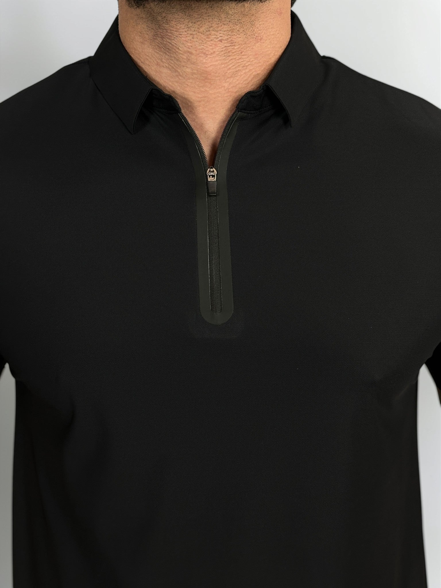 POLO ZIPER TECH ELASTANO/POLIAMIDA PRETO ZIGMA