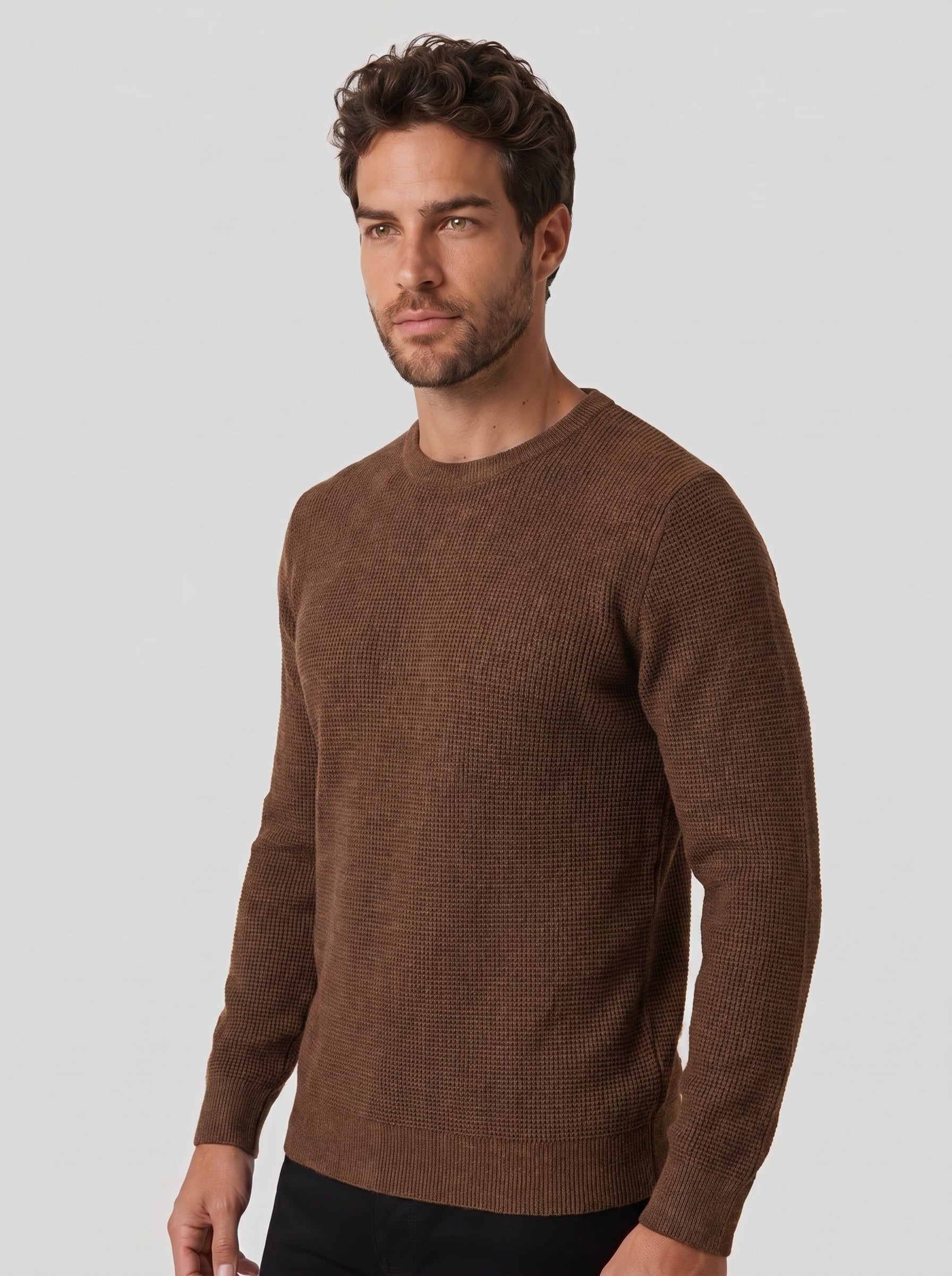 SUETER TRICOT WAFFLE MARROM ZIGMA